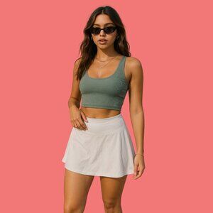 Lululemon White Pleated Athletic Skort (Size 4 Tall) Built-In Shorts - Tennis